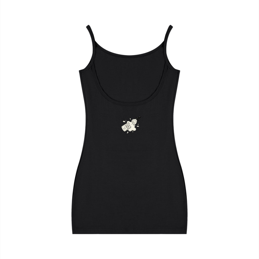 Clear SERUM black slip dress