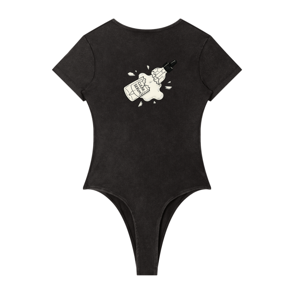 Clear SERUM black crewneck baddysuit