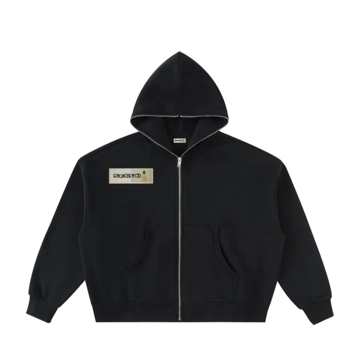 Clear SERUM full zip hoodie black